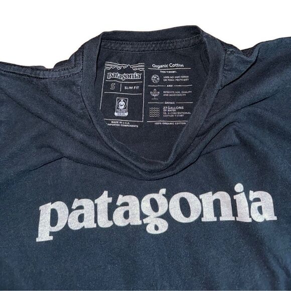 Patagonia Black Organic Cotton Tee - Size Small Slim Fit - Picture 6 of 6